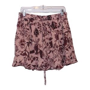 Ever After Brown & Pink Floral Mini Skirt Women's Size L